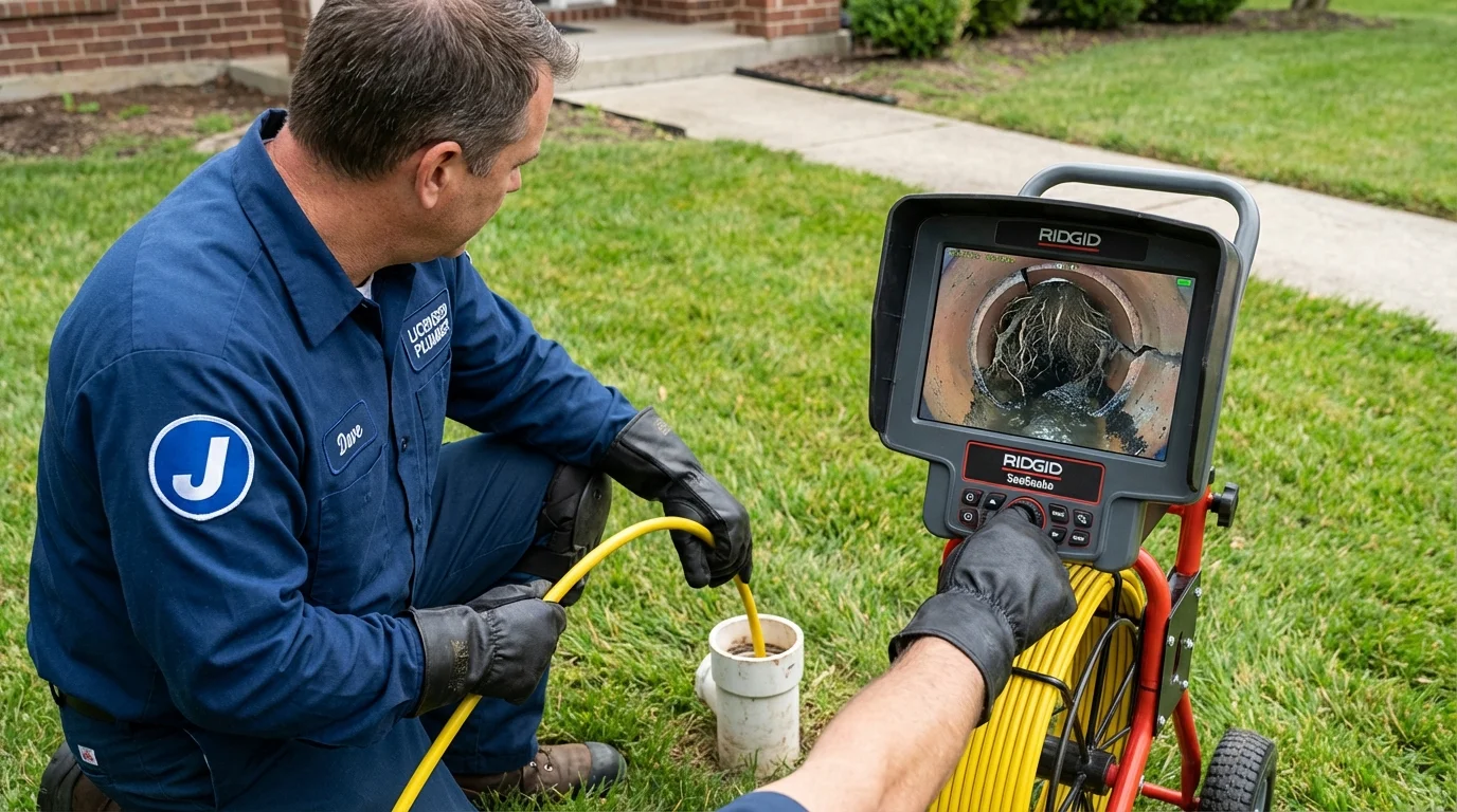 Sewer camera inspection being performed by Johns Plumbing LLC in Bloomer